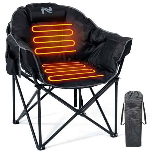 Lilypelle Oversized Heated Camping & Patio Lounge Chairs - 3 Heat Levels, Portable Folding Moon Saucer Chair for Outdoors & Camping - color: Black, style: Heated Moon Chair