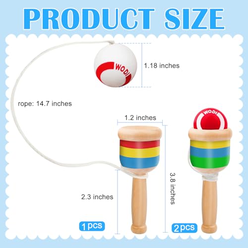 SAYAYA 3 Packs Wooden Catch Ball, Retro Paddle Ball with String Toys for Kids & Adults, Hand Eye Coordination Cup and Ball Game for Outdoor Beach Lawn Party Favors, Family Fun & Education Supplies - size: 3 Pack