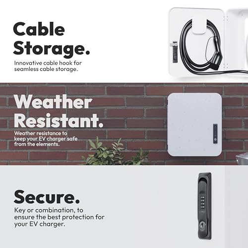 EV Electric Vehicle Car Charger Cover Protector Tesla Wall Charging Station Cable Cord Holder Lock Box Indoor Outdoor