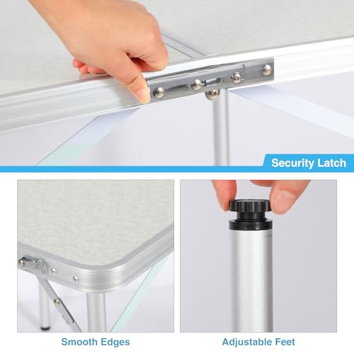REDCAMP 32" Square Folding Camping Table with Adjustable Heights Legs, Lightweight Portable Aluminum Fold in Half Small Card Tables Bridge Tables for Outdoor Picnic, White - size: Square 2.6ft (32"x32")
