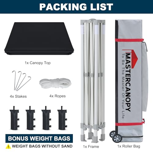 MASTERCANOPY Pop Up Canopy Tent Commercial Grade 10x10 Instant Shelter (Black) - color: Black, size: 10x10