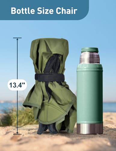 Docusvect Swivel Portable Camping Chair for Adults, Fast Setup, Lightweight & Small Folding Chair with Cup Holder, Side Pocket and Carry Bag - Support 330 LBS - color: Moss