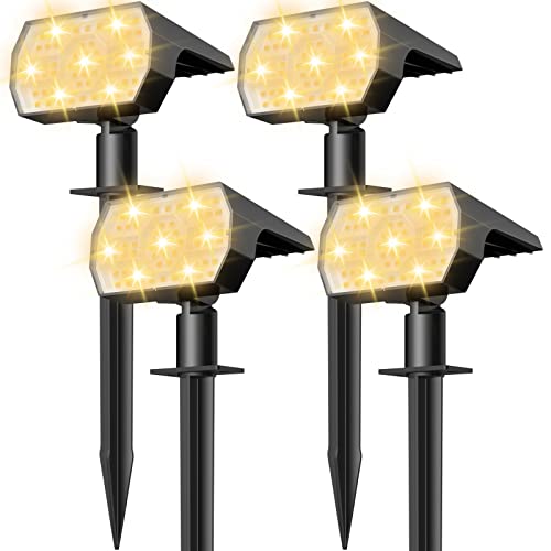 NYMPHY Solar Lights Outdoor Waterproof IP68, 56 LED 3 Lighting Modes Solar Powered Garden Yard Spot Solar Lights for Outside Landscape- 4 Pack (Warm White) - color: Warm White, size: 4 Pack
