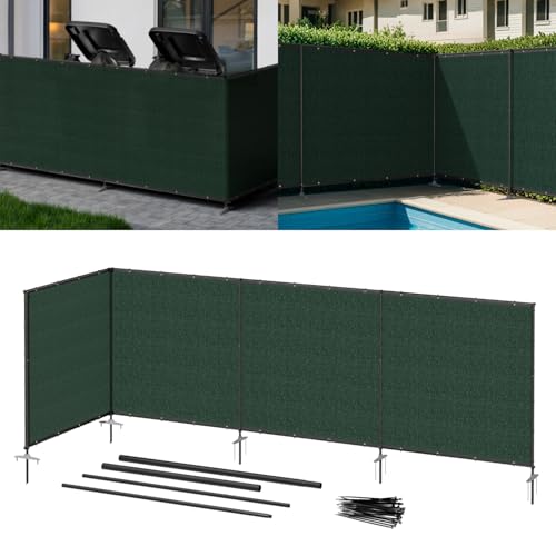 5' x 24' Green Outdoor Privacy Screen Freestanding 240 GSM Privacy Fence Panels for Outside, Pool Fences with Poles, Backyard Temporary Fencing, Privacy Wall Ground Pole Fence - color: Green, size: 0 5' x 24'