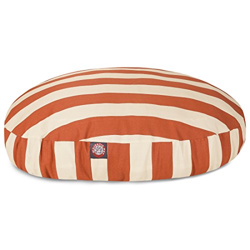 Burnt Orange Vertical Stripe Large Round Indoor Outdoor Pet Dog Bed With Removable Washable Cover By Majestic Pet Products - color: Burnt Orange, size: Large