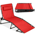 Best Choice Products Patio Chaise Lounge Chair, Portable Outdoor Folding Recliner for Lawn, w/ 8 Positions, Handles, 300lb Capacity - Red - color: Red