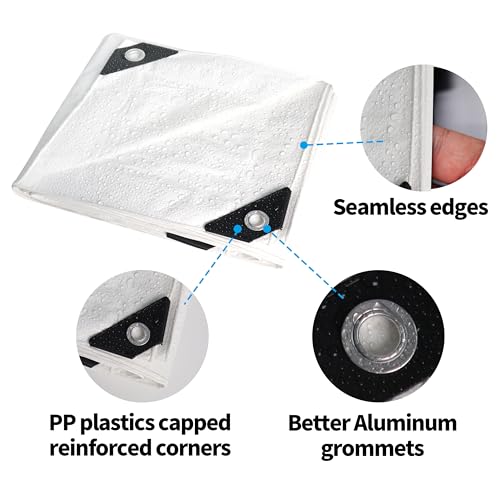 TARPAL 5x7 Feet White Tarp Waterproof (2 Pack) Small tarps Multipurpose Protective Cover All Purpose Poly Tarps Cover for Firewood Outdoor Furniture etc - color: White, size: 5x7 Feet(2-pack)-Finished size