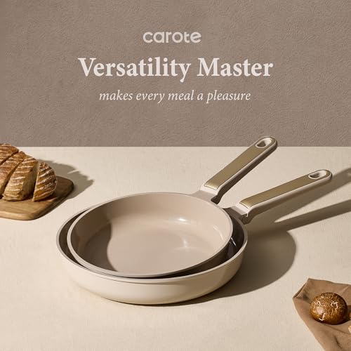 CAROTE Ceramic Cookware Set Nonstick, 14pcs Pots and Pans Set Nonstick, Non-Toxic & PFAS-Free, Dishwasher, RV/Camping Cookware Set, Cooking Pots with Lids, Light Taupe - color: Light Taupe