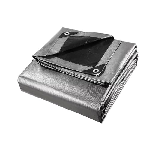 10 x 12ft Tarps Heavy Duty Thick Waterproof, Poly Canopy Silver + Black Tent Shelter Cover, 18 Mil Tarpaulin Shade, Rip and Tear Proof, UV Resistant Tarpaulin with Grommets and Reinforced Edges - color: Silver+black（18mil）, size: 10 x 12ft
