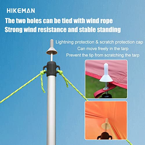 HIKEMAN Tent Poles Camping Poles for Tarp Awning Canopy Porch Sun Sails Tarpaulin Headroom Aluminium Adjustable Telescoping - color: black