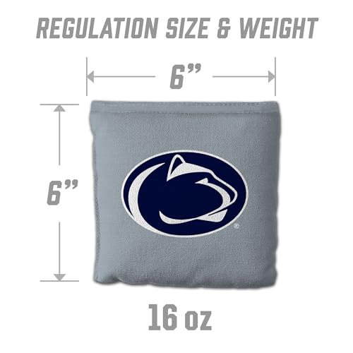 YouTheFan Officially-Licensed NCAA Set of 8 Cornhole Bags - All Weather Dual Sided Slide & Stop - Regulation Size with Carry case - color: Penn State Nittany Lions