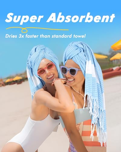 Genovega 6 Packs Oversized Turkish Beach Towel 74"x38" Thin Quick Dry Sand Free Pool Swim Towels Large XL Adult Clearance Blanket Travel Vacation Accessories Essentials Multi Grey LightGreen Dot - color: Multi Grey Lightgreen Dot
