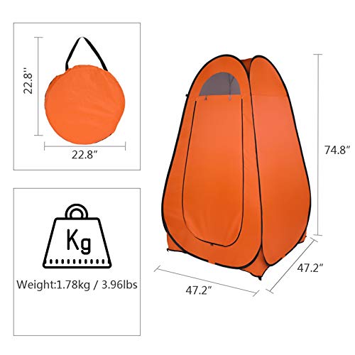 Portable Pop Up Shower Privacy Tent,Lightweight 1-2 Person Toilet Shower Tents,Changing Room Dressing Tent,Waterproof Camping Shower Tents,with Carry Bag,for Picnic Beach Hiking Fishing (Orange) - color: Orange