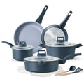 CAROTE 14 Pcs Ceramic Cookware Set, Pots and Pans Set Non Stick with Ceramic Coating, Induction Kitchen Sets - color: Blue