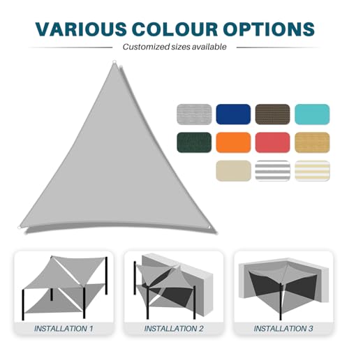 Coarbor 3' x 3' x 3' Sun Shade Sail Canopy Sunshade Outdoor Heavy Duty Triangle Fabric Cloth Screen for Patio Garden Yard Deck Pergola Canopy (Green) - color: Green, size: 3'x3'x3'
