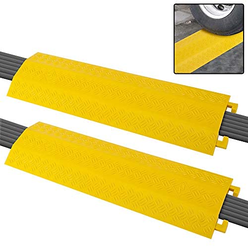 Pyle Durable Cable Ramp Protective Cover - 2,000 lbs Max Heavy Duty Drop Over Hose & Cable Track Protector, Safe in High Walking Traffic Areas, Cable Concealer for Outdoor & Indoor Use, 2 Pack