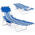 #WEJOY Folding Tanning Chair with Face Hole, 5 Positions Face Down Beach Lounge Chairs with Pillow for Outside Sunbathing Poolside (Blue/White) - color: Readease-face Hole Darkblue/White, style: ReadEase 5 Position Face Hole