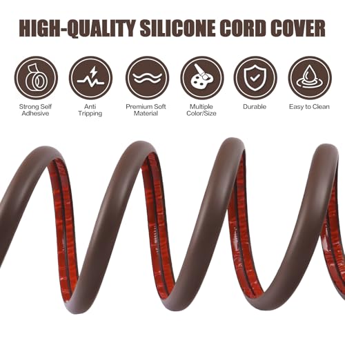 Floor Cord Cover Self Adhesive Cord Hider,3.3FT Cable Management, Extension Strip Protector for Wires, Prevent Cable Trips for Offices, Gyms, Exhibitions Cavity:0.3"(W) x 0.28"(H) Coffee - color: Coffee, size: 0.78" x 3.3'
