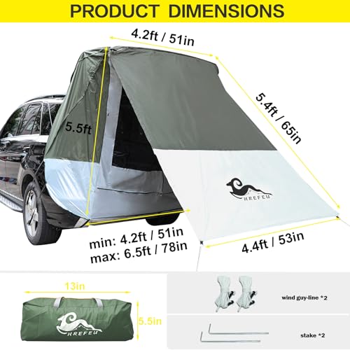 SUV Tent Car Awning, UPF 50++ with Portable Waterproof Storage Bag, Tear-Resistant, Large Space, Good Vision, Smooth Ventilation, Suitable for Outdoor Beach Camping Auto Canopy Shade… - color: Green