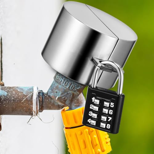 Abaodam Outdoor Hose Bib Lock with Coded Padlock Weather Resistant Faucet Lock Cover for Garden and Home Easy Installation 2.95X2.95X2.16In Water Spigot Protector Secure Outdoor Faucet