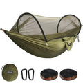 Chihee Ultra-Light Travel Camping Hammock Pop-up Net Hammock 660lbs Load Capacity,Breathable,Quick-Drying Parachute Nylon 2 Premium Carabiners,2 Tree Slings Included for Outdoor Backpacking Hiking - color: Army Green