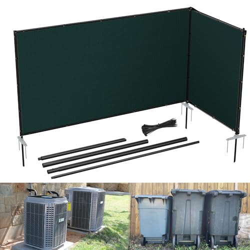 E&K 5'x2' Outdoor Privacy Screen Fence Panel Freestanding Backyard Patio Privacy Pool Fencing Temporary Garden Dog Fence with Iron Poles and Rails (Green) - color: Green, size: 5'x2'