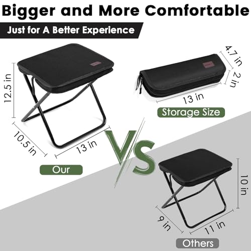 MOONCY Portable Stool, 13 Inch Small Folding Stool for Adults, Ultralight Black Camping Stools for Hiking and Fishing, Hold Up to 265 LBS - color: Black