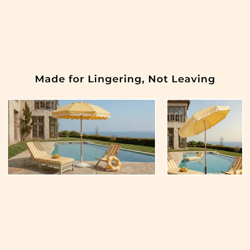 6FT Patio Beach Umbrella for Outdoor, UPF 50+ Sun Shade for Patio, Backyard, Garden, Pool and Beach, Tilt Adjustable, Portable, Harbour Mimosa - color: Harbour Mimosa