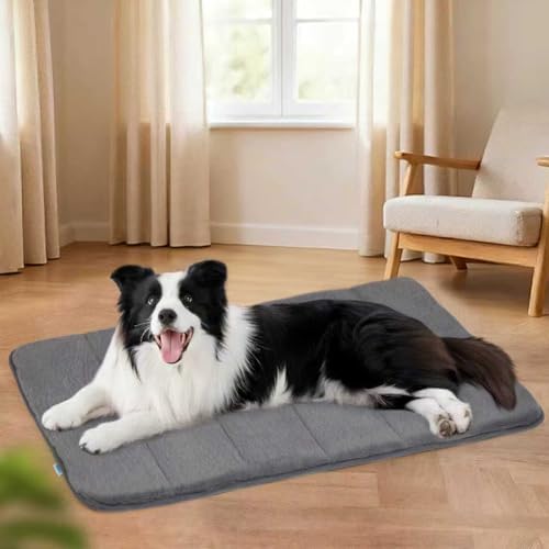 Dog Crate Pad for Large Dog - 35x23 Memory Foam Dog Bed, Washable & Anti-Slip Dog Bed Mat, Ultra Soft Kennel Pad for Dogs Cozy Sleeping Mat, Grey - color: Dark, size: 35"L x 23"W x 0.8"H