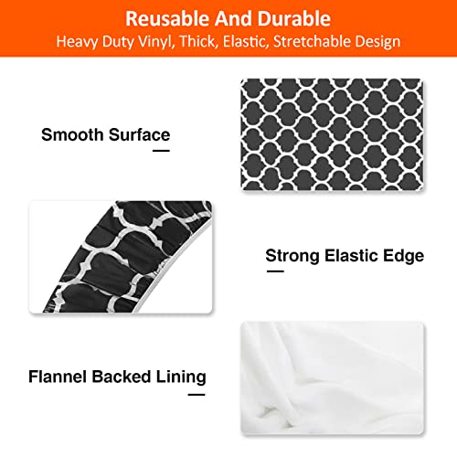 6ft Picnic Table and Bench Cover, Camping Essentials RV Gear, 72 in Waterproof Windproof Outdoor Elastic All Around Tablecloth, Fitted Rectangle Tables and Seats, Black-White Moroccan - color: Black-white Moroccan, size: 72"