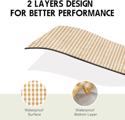 SAMSIER Outdoor Picnic Blankets Waterproof Foldable Sandproof, Extra Large Gingham Cute Picnic Mat Washable Portable for Park Beach Camping Courtyard (Coffee, 80"×80") - color: Coffee, size: 6'8" x 6'8" (Square)