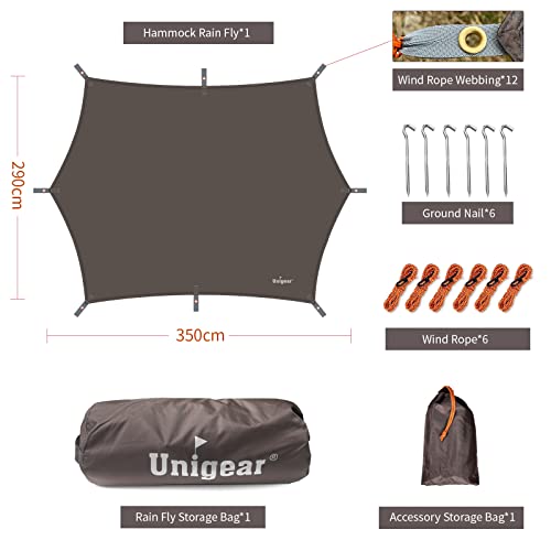 Unigear Hexagon Hammock Rain Fly,15x14FT/12x10FT Multifunctional Waterproof Camping Tarp,Lightweight and Compact Tent Tarp for Backpacking, Hiking, Traveling - color: Brown, size: 12 X 10 Ft
