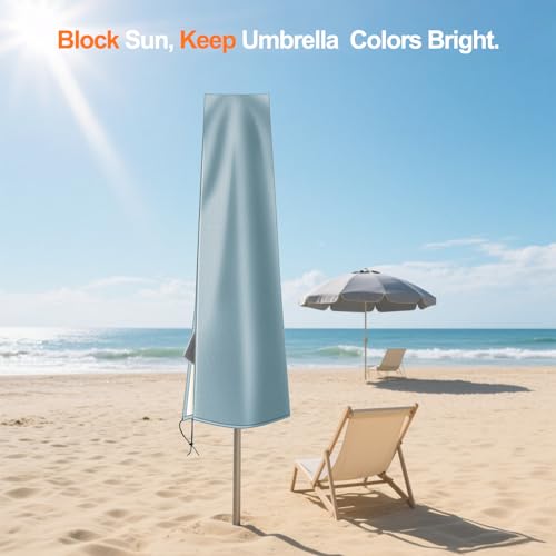 OKPOW Umbrella Covers for Outdoor Umbrellas - Small Patio Umbrella Cover for 6 ft to 9 ft Outdoor Table Umbrella - Waterproof Windproof Anti-UV Garden Parasol Covers, Grey - color: Grey