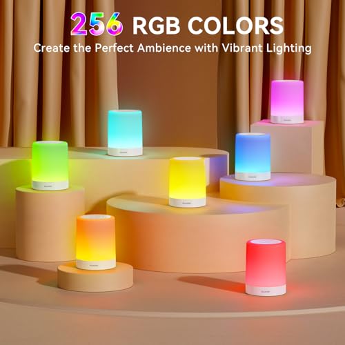 Auxmir Night Light for Kids Baby, Dimmable Touch Lamp for Nursery, 256 RGB Colors 5 Brightness, Portable Rechargeable Bedside Table Lamp for Nightstand, Kids Night Light for Bedroom Living Room, White - color: White