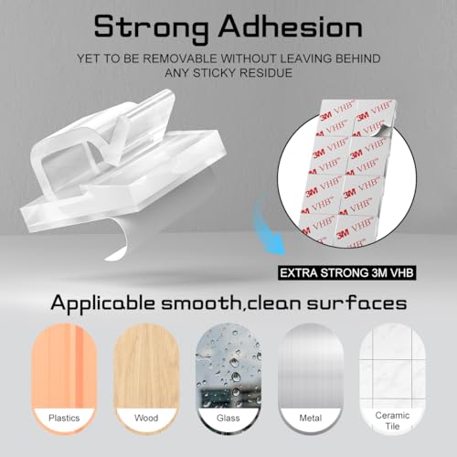 KGROTE 100PCS Cable Clips, Adhesive Wire Clips Strong Cord Clips Wire Holders, Cable Management Clips for Desk, Wall, Car, TV, Ethernet Cable (Clear, Medium) - color: Clear, size: Medium