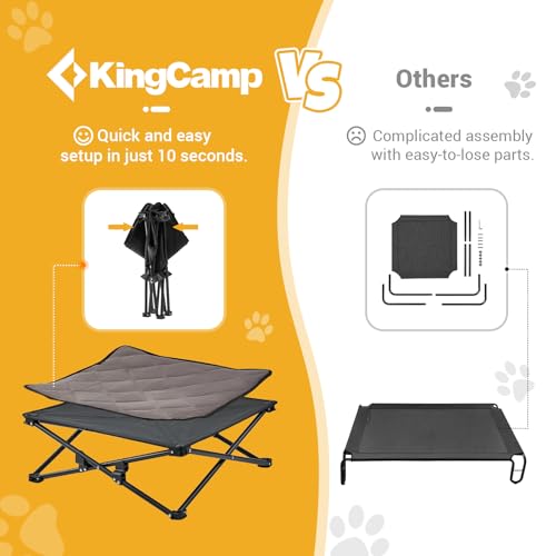 KingCamp Elevated Dog Bed for Medium Dogs, Outdoor Raised Cooling Pet Cot Bed with Washable Breathable Mesh & No-Slip Feet Perfect for Camping, Backyard, Indoor Use (Medium, Black) - size: 30.3"L x 30.3"W x 11.8"Th