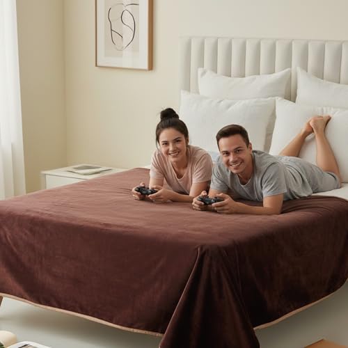 Water Proof Blanket 50x60 Inches - Reversible Flannel Blanket for Bed, Sofa,Couch- Spillproof, Leakproof Soft Double-Sided Brown Throw Blanket for Adults, Pets, Couples - color: Pure Brown, size: 50"x60"