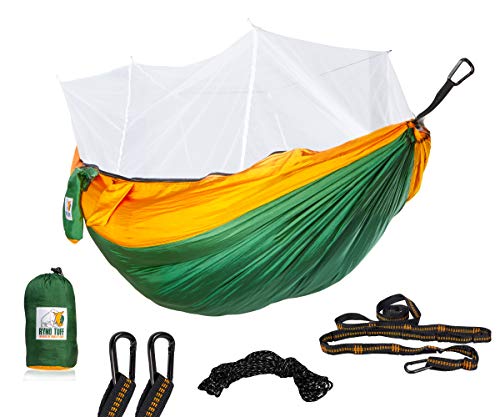 Ryno Tuff X-Large 2 Person Camping Hammock with Mosquito Net - Compact Double Hammock with Bug Net, Pocket, Tree Straps & Heavy Duty Carabiners - Parachute Grade Nylon Can Hold Over 600lbs of Weight - color: Mosquito Net
