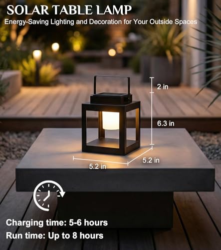 Solar Lantern Outdoor Table Lamp - Portable Hanging LED Lights, Dural Rechargeable Waterproof Decorative Lights for Patio Camp