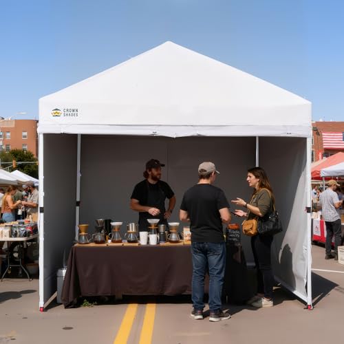 CROWN SHADES 10X10 Commercial Instant Canopy Pop Up Tent with Center Lock, 300D Fabric, 4 Sidewalls, Sto'N Go Bag, White - color: White, size: 10x10 Classic