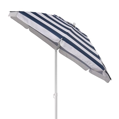 PICNIC TIME 5.5 Ft Portable Beach Umbrella, Lightweight UV Protection Sunshade with Tilt Pole & Carry Bag, Outdoor Canopy Umbrella for Beach, Sand, Pool, Patio, Camping, Travel, or Backyard Shade, (Blue & White Stripe) - color: Blue & White Stripe