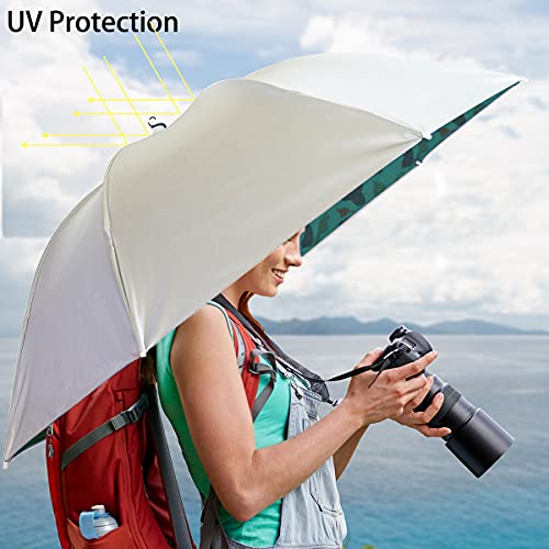 Umbrella Hat, 37 inch Fishing Umbrella Hat Hands Free Foldable UV Protection Umbrella Cap Adjustable Headwear for Fishing Golf Camping Beach Gardening Sunshade Outdoor - color: Silver-Camouflage