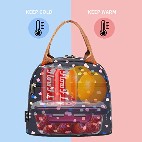 FlowFly Insulated Lunch Cooler Bag - Tote Organizer for Women/Men, Black Flower - color: Black Flower