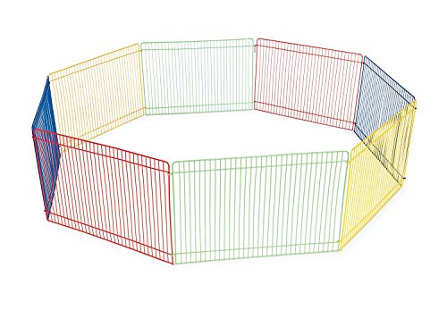 Prevue Pet Products Multi-Color Small Pet Playpen - Small Animal Pen for Rabbits, Guinea Pigs, Hamsters, Tortoises, Bunny Enclosure, Easy to Assemble, Indoor & Outdoor Play - Multi-Color