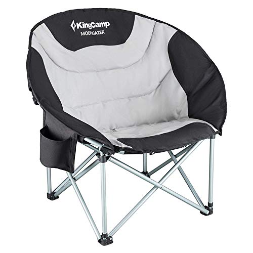KingCamp Moon Saucer Leisure Heavy Duty Steel Camping Chair Padded Seat - color: Black/Grey