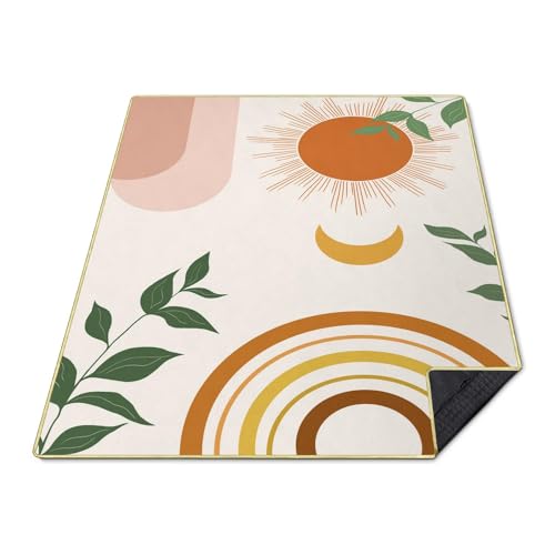 Supfitness Extra Large Picnic Blankets Waterproof Foldable (60"x 80") Boho Beach Blanket Waterproof Sandproof,3-Layer Thicking Mat Outdoor Packable Camping Blanket - color: Orange, size: 5' x 6'8" (Rectangular)