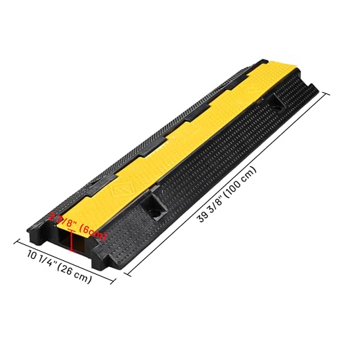 Yescom Cable Ramp Protector 1 Channel Garden Hose Protecitive 22000 Lbs Load Capacity Heavy Duty Speed Bump for Road Driveway Walkway - size: 2.4"h - 1 Channel