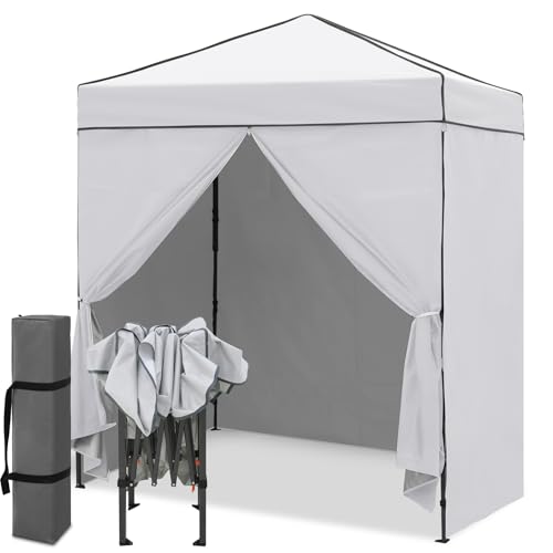 EAGLE PEAK 6x4 Instant Pop Up Canopy Tent with 4 Side Wall Panels, Straight Leg Sun Shelter, Portable Canopy with Carry Bag for Camping, Beach & Sports, White - color: White, size: Four Walls