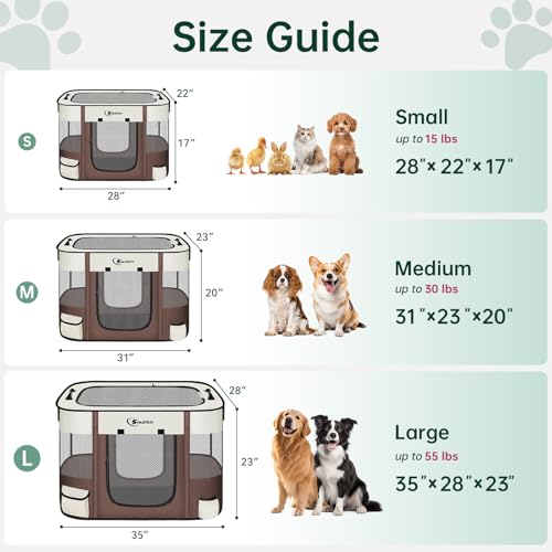 Dog Playpen,Cat Pet Puppy Pen,Portable Playpens for Dogs Indoor Outdoor Travel Camping Use,Foldable Dog Kennel Tent Crate for Rabbit Small Animals with Carrying Case (Brown, Small) - color: Brown, size: Small