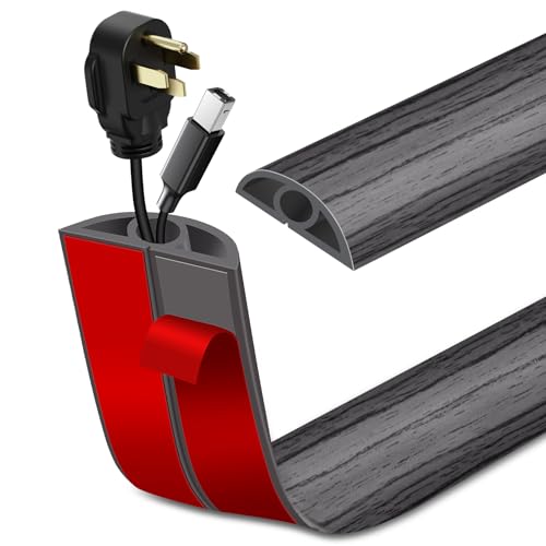 Floor Cord Cover Self Adhesive Cord Hider Floor Extension Cord Covers for Floor Power Cord Protector Cable Management Prevent Cable Trips Cable Cavity 0.32" W x 0.32" H (Deep Grey Wood, 10Ft) - color: Deep Grey Wood, size: 0.79" x 10'